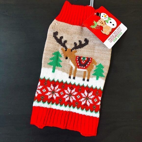 Christmas Pet Reindeer Holiday Dog Sweater S - Picture 1 of 4